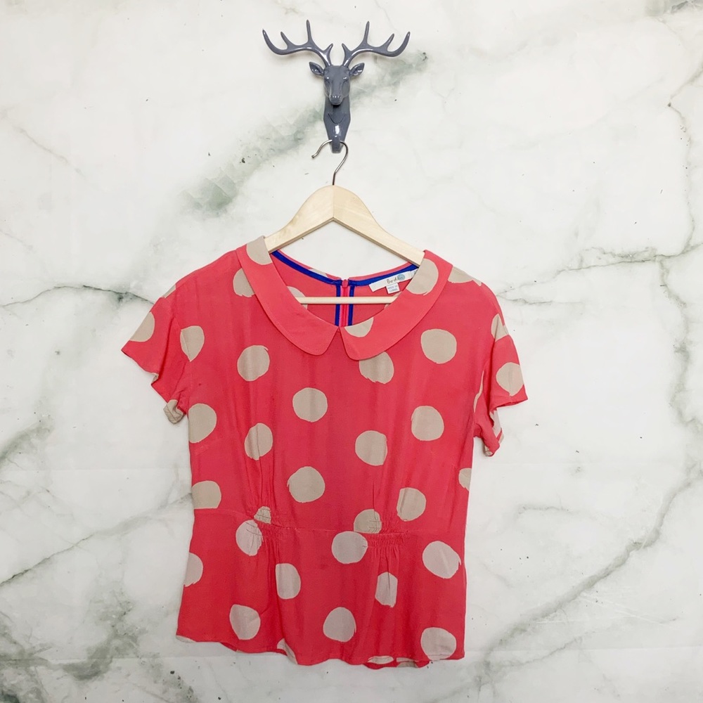 Boden Polka Dot Collared Top Size 2